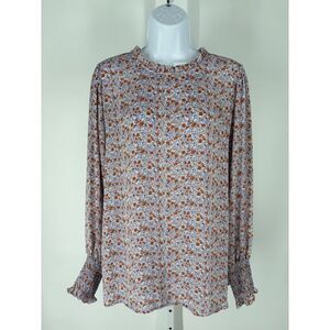 cupcakes & cashmere floral print long-sleeve blouse